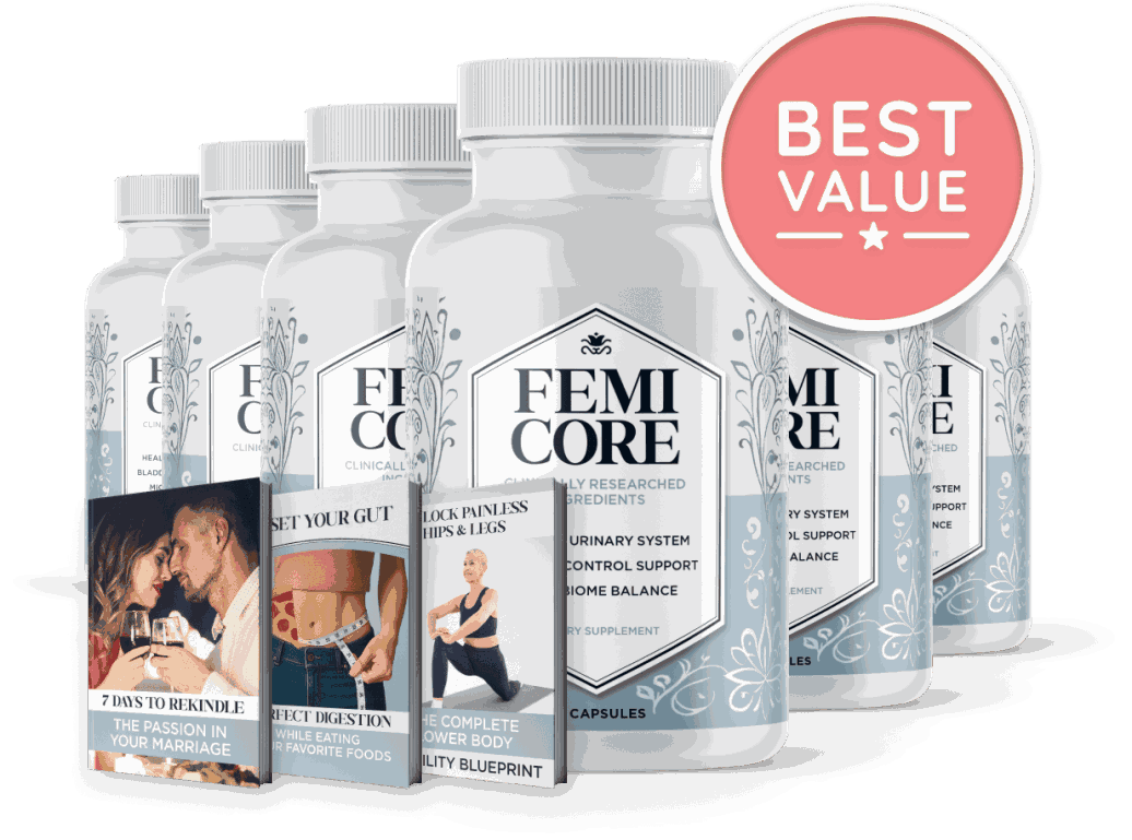 FemiCore official website supplement bottles — bladder support for women